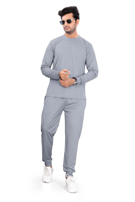 Men’s Solid Full Sleeves Grey Track Suit Premium Sportswear for Gym & Casual Wear