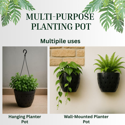 Multi-Purpose Planting Pot – Hanging or Wall Mounted Planting Pot (Set of 2)- Perfect for Indoor & Outdoor Use