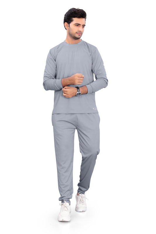 Men’s Solid Full Sleeves Grey Track Suit  Premium Sportswear for Gym & Casual Wear