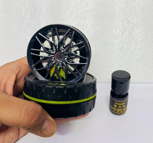 Solar Rotating Car Dashboard Air Freshener – Alloy Wheel Hub Design
