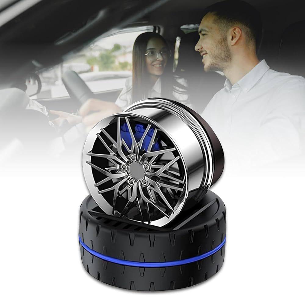 Solar Rotating Car Dashboard Air Freshener – Alloy Wheel Hub Design